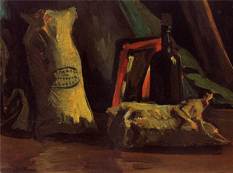 Still Life With Two Sacks And A Bottle